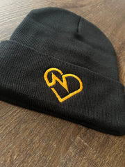Limited Edition Black & Gold  Heart Logo beanie