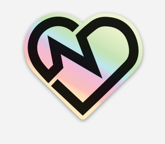 Holographic Heart Logo Stickers